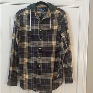 Polo by Ralph Lauren Green and Blue Casual Button Down Shirt